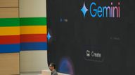 Alphabet chief executive Sundar Pichai speaks about Gemini at a Google event. File pic: AP