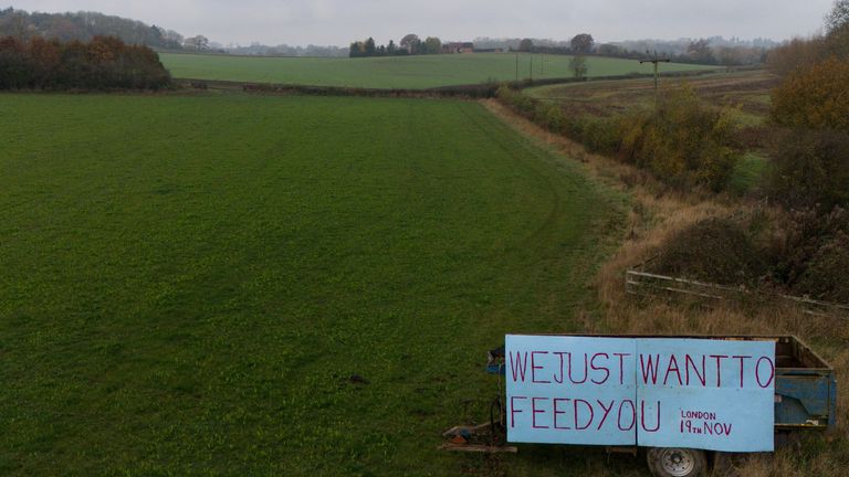 A sign in a field by the M40 near Warwick, protesting the changes to inheritance tax (IHT) rules in the recent budget. Pic: PA