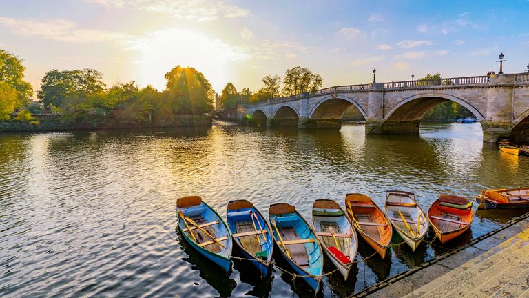 Richmond Thames riverfront with boats in London