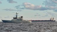 The Chinese ship, the bulk carrier Yi Peng 3 is monitored by a Danish naval patrol vessel.
Pic Scanpix/Reuters