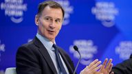 Chancellor of the Exchequer Jeremy Hunt participates in panel discussion in Davos on Thursday. Pic: AP