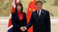 Chancellor Rachel Reeves with Chinese vice premier He Lifeng  in Beijing. Pic: Reuters