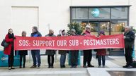 Protesters outside Post Office Inquiry
