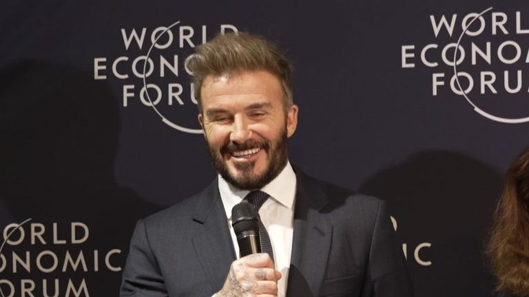 David Beckham, who is a UNICEF Goodwill ambassador, received the Crystal Award at the World Economic Forum. 