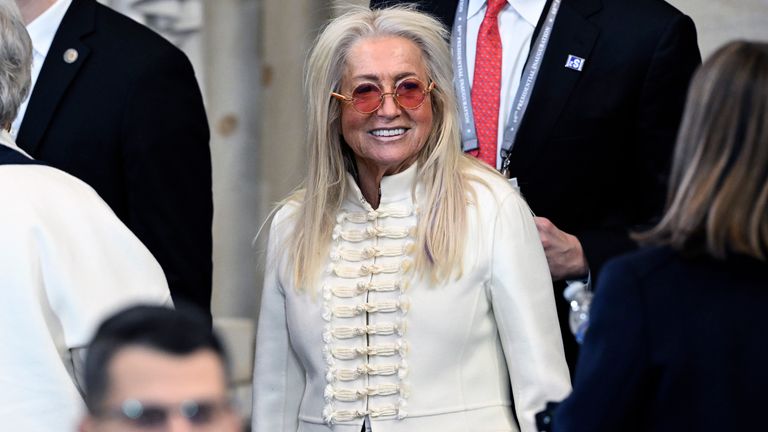 Miriam Adelson arrives before the 60th Presidential Inauguration in the Rotunda of the U.S. Capitol in Washington, Monday, Jan. 20, 2025.(Saul Loeb/Pool photo via AP)