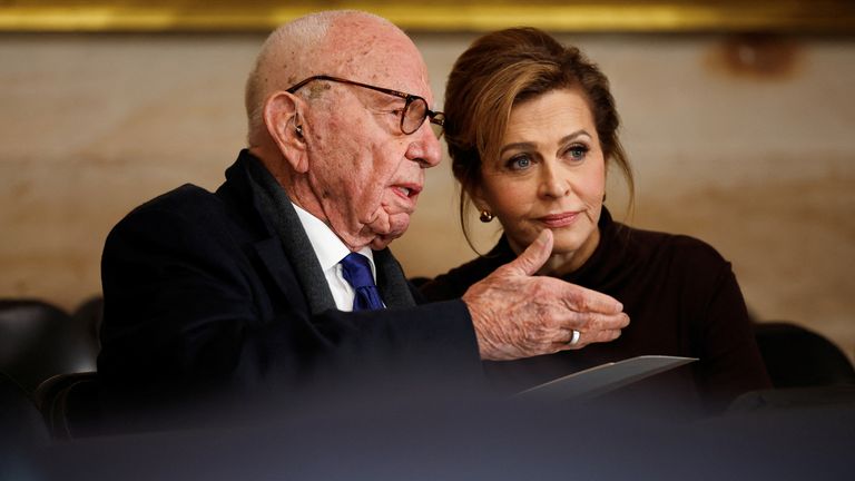 Former Executive Chairman of Fox Corp Rupert Murdoch and Elena Zhukova attends the inauguration.
Pic: Reuters