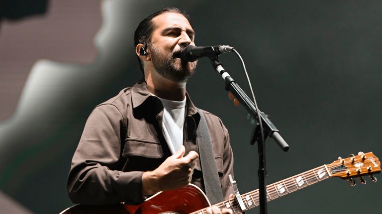 Noah Kahan performs during Soundside Music Festival on Saturday, Sept. 28, 2024, in Bridgeport, Conn. (Photo by Scott Roth/Invision/AP)