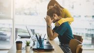 An illustration of Blue Monday, with a woman comforting her co-worker. Pic: iStock