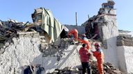 Rescue workers search for survivors in the aftermath of an earthquake in Changsuo Township of Dingri in Xigaze.
Pic: Xinhua/AP