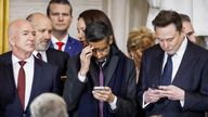 Jeff Bezos, Alphabet’s CEO Sundar Pichai and Elon Musk attend Donald Trump’s inauguration.
Pic: reuters