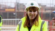 Angela Rayner and  Keir Starmer visit a construction site in Cambridgeshire.
Pic: Reuters