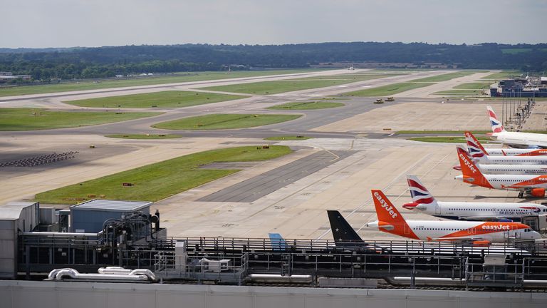 A view of the Northern Runway, after a press conference at the South Terminal of Gatwick Airport, West Sussex, to discuss plans to use the airport's emergency runway for routine flights. Picture date: Wednesday August 25, 2021.