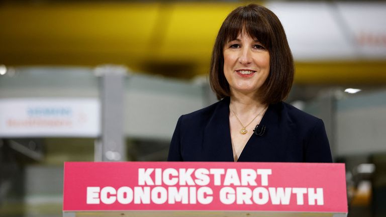 Rachel Reeves speaks about her plans for Britain's economy in Eynsham.
Pic: Reuters