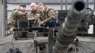 Keir Starmer visits the Tapa NATO forward operating base in Estonia close to the Russian border where he and shadow defence secretary John Healey (centre) saw exercises and met soldiers deployed with the British Armed Forces