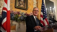 Sir Keir Starmer at a welcome reception at the British ambassador's residence in Washington DC. Pic: PA