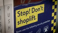 A warning to not shoplift in a store