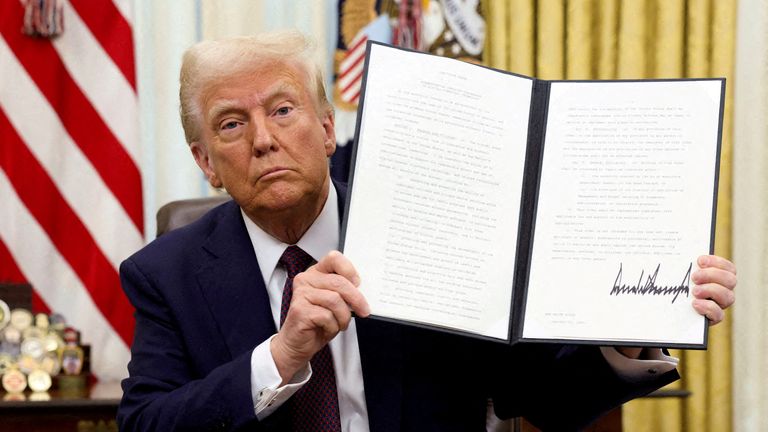 President Trump signed an executive order on cryptocurrencies in January. Pic: Reuters