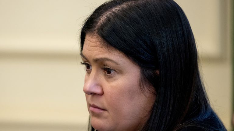 Secretary of State for Culture, Media and Sport Lisa Nandy attends a roundtable meeting with British Prime Minister Kier Starmer at Number 10 Downing Street on March 31, 2025. Prime Minister Keir Starmer is hosting a roundtable on adolescent safety with the creators of the television show 'Adolescence,' in discussion with charities and young people about issues raised in the show. Jack Taylor/Pool via REUTERS
